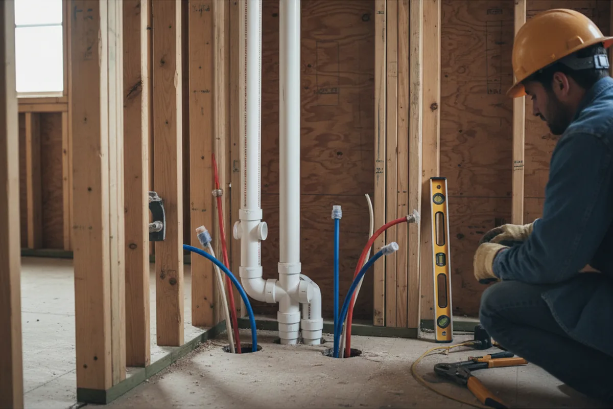 Drain and supply rough-in during Toilet Repair and Installation in Winslow