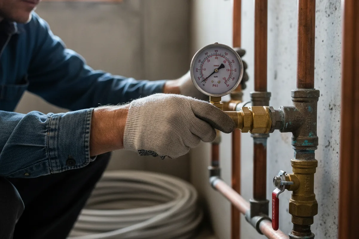 Pressure testing a repaired line during Water Line Repair in Winslow